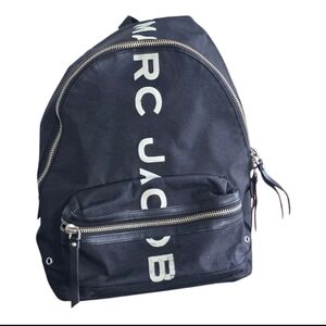 Marc Jacobs Black Canvas Logo Backpack with Silver Hardware